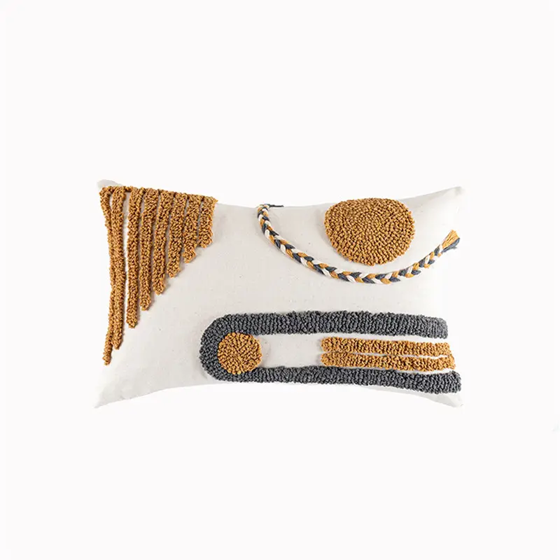 Indian Hand-tufted Cushion Cover, Ethnic Style Braid