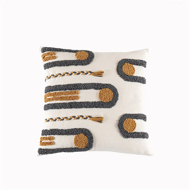 Indian Hand-tufted Cushion Cover, Ethnic Style Braid