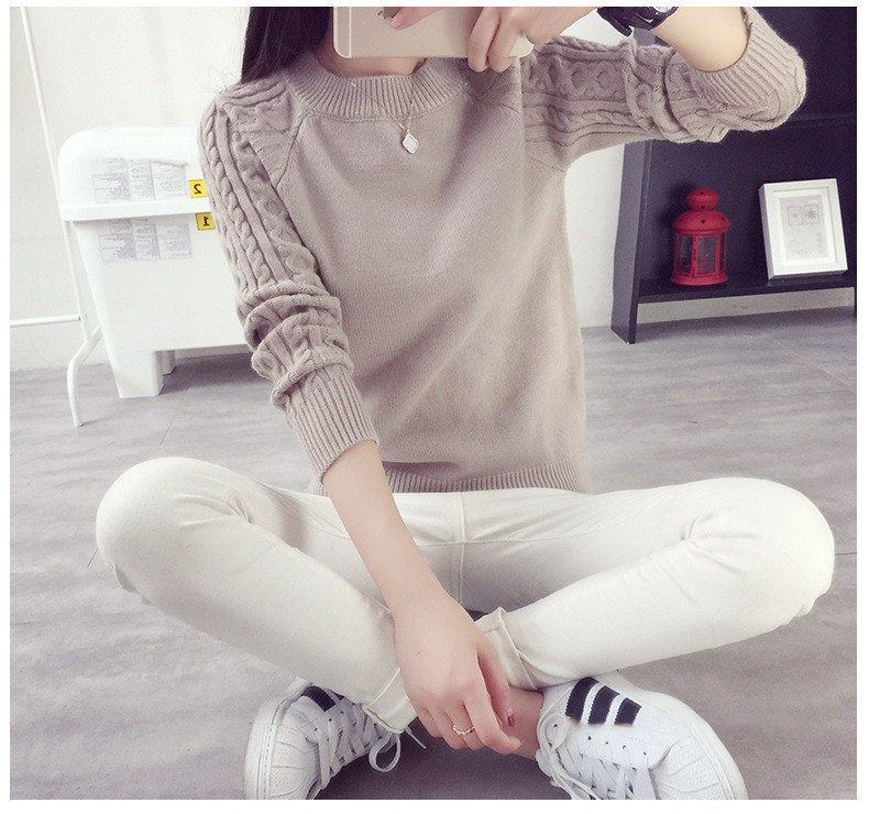 New Women's Solid Color Pullover Sweater Straight Round Neck Sweater