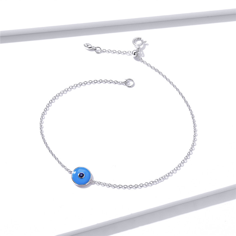 Devil's Eye S925 Silver Bracelet for Men and Women Fashion Platinum Plated