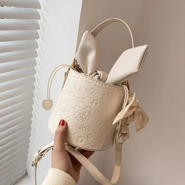 Bucket Bag Ladies Handbag Shoulder Bag Messenger Bag White - Shop at LoveMi