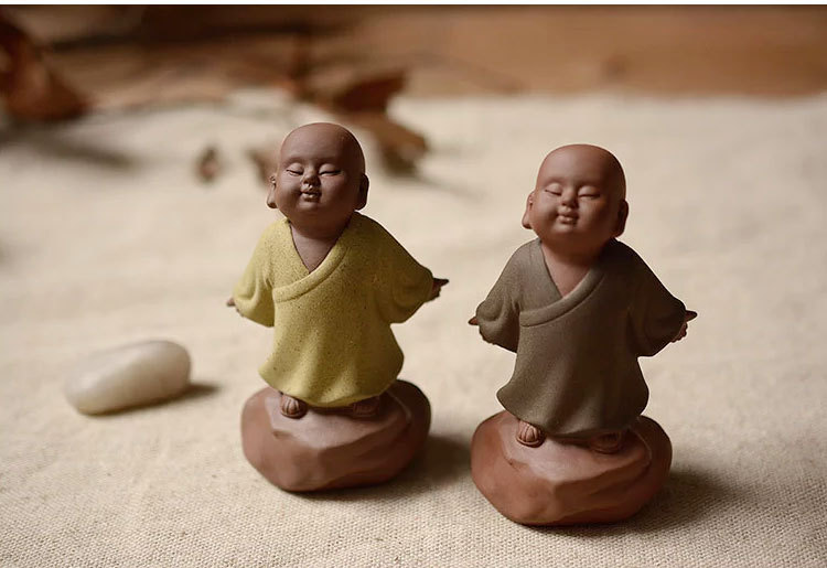 Leisurely Pottery Fan Little Monk Fantasy Empty Purple Sand Tea Pet Ornaments