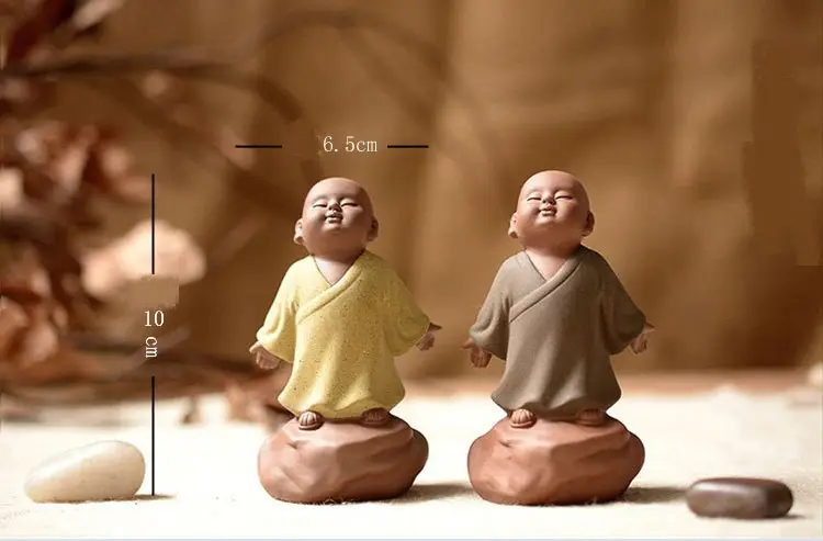 Leisurely Pottery Fan Little Monk Fantasy Empty Purple Sand Tea Pet Ornaments