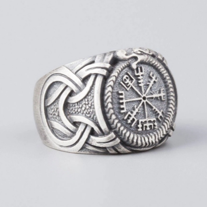 Vintage Viking Men's Nordic Compass Compass Ring Nordic Men's Symbol Factory Direct Sales