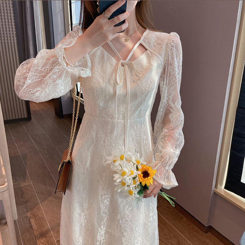 V-Neck Lace A-Line Dress, picture 5 of 5