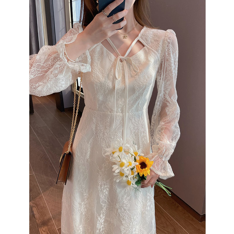 V-Neck Lace A-Line Dress, picture 3 of 5