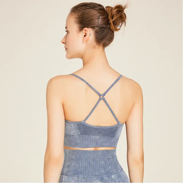 New Seamless Sports Bra Washing Fast Drying Fitness Sling Underwear Yoga Suit Blue - Shop at LoveMi