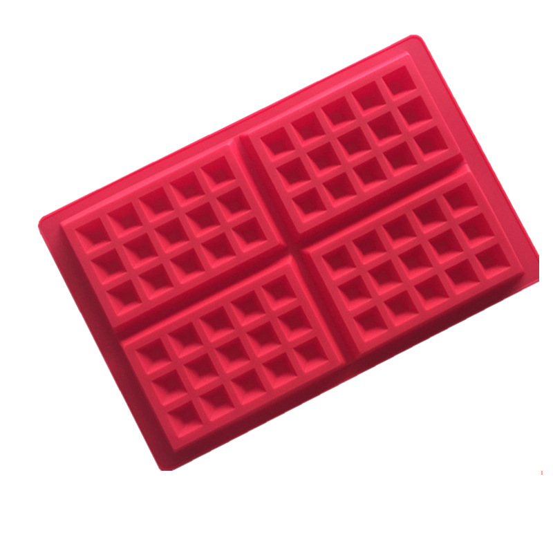 4 Square Delicious Waffle Silicone Cake Mold