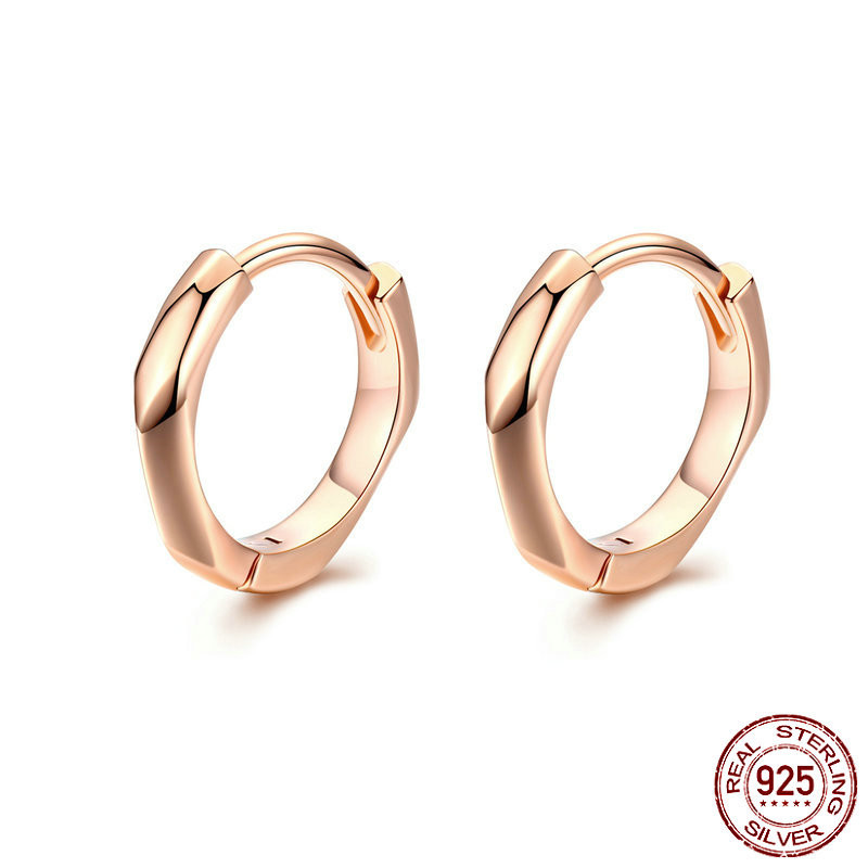 S925 Sterling Silver Rose Gold Plated Simple Earrings