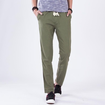 Title 2, Pantaloni in lino casual larghi con lacci. Perf...