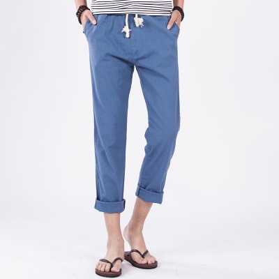 Title 4, Pantaloni in lino casual larghi con lacci. Perf...