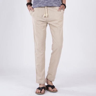 Title 5, Pantaloni in lino casual larghi con lacci. Perf...