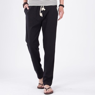 Linen Simple Casual Loose Lace-Up Pants