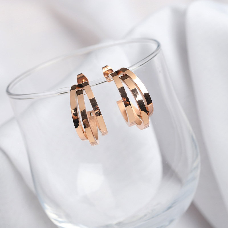 Minimalist Personality Multi-layer Semicircle C-shaped Earrings Korean Net Red Show Face Thin Earrings