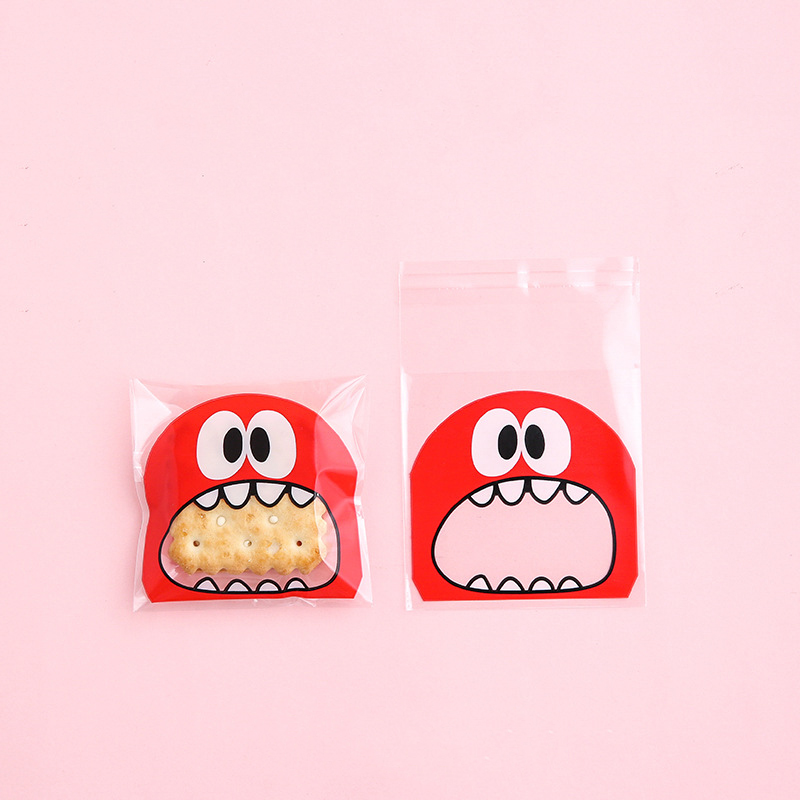 Biscuit Packaging Bag Transparent Self-Adhesive Cute Bakery Food Ziplock Bag