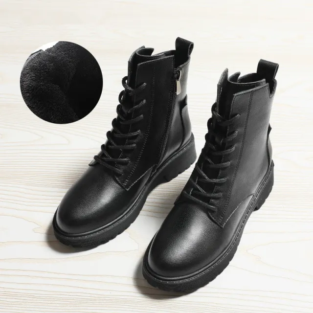 New Martin Boots Leather British Thick soled Plus Velvet All match Spring and Autumn Single Boots Ankle Boots B 39 - Shop at LoveMi