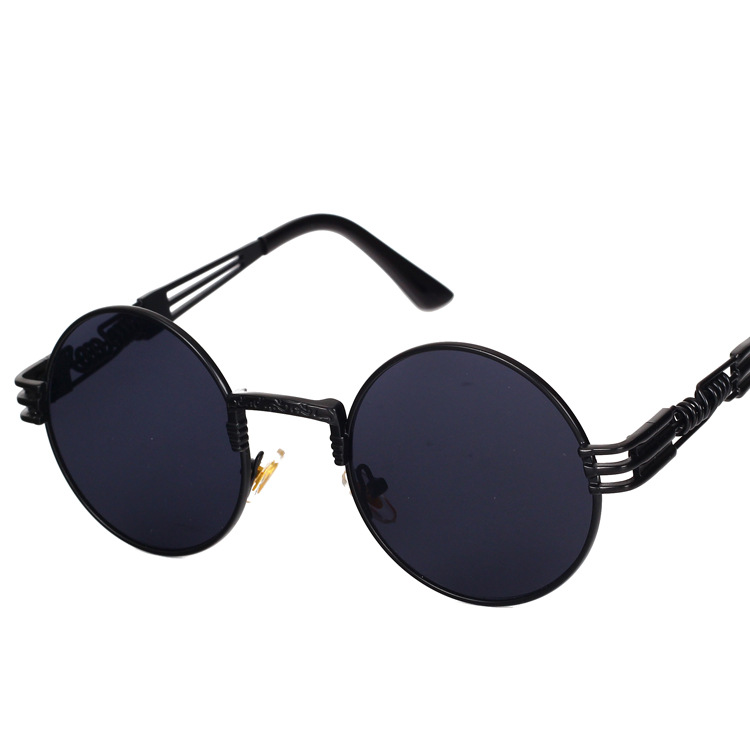 Title 2, Personality Steampunk Sunglasses Round Frame Tr...