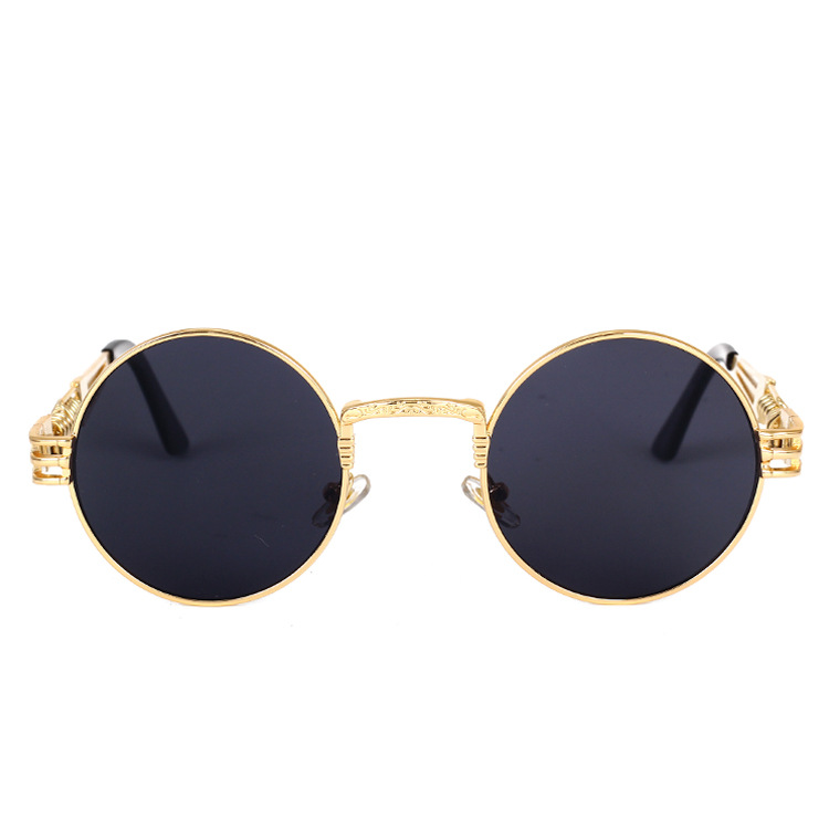 Title 3, Personality Steampunk Sunglasses Round Frame Tr...