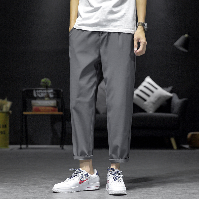 Thin Cotton Work Casual Pants Stretch Loose Straight Leg Pants