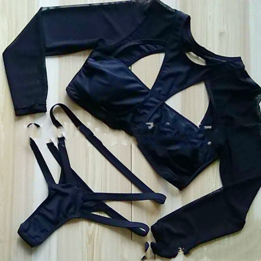 Swimsuit European And American Big Breast Gauze Long Sleeve Bikini Swimsuit
