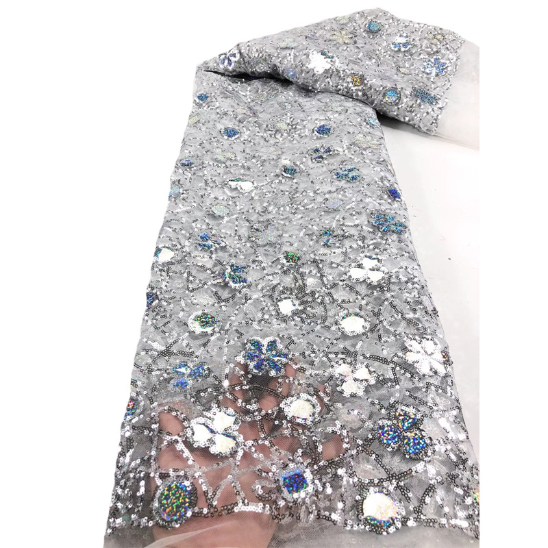 New Style Mesh Lace Fabric Sequin Embroidered Fabric Womens Color Fashion - Image 2