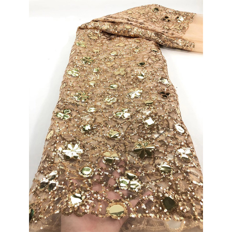 New Style Mesh Lace Fabric Sequin Embroidered Fabric Womens Color Fashion - Image 3