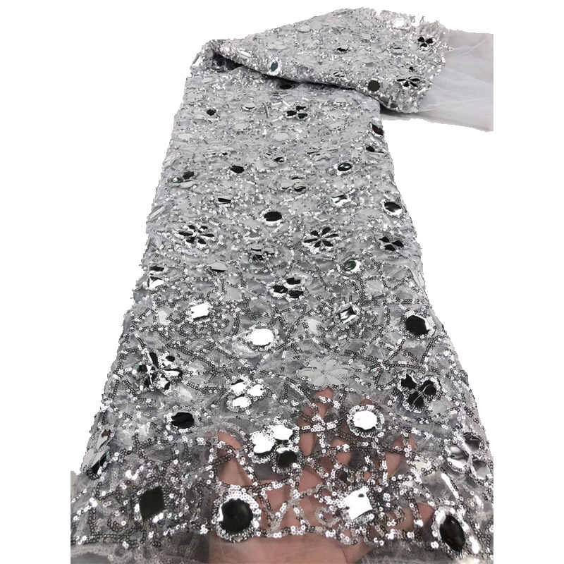 New Style Mesh Lace Fabric Sequin Embroidered Fabric Womens Color Fashion - Image 1