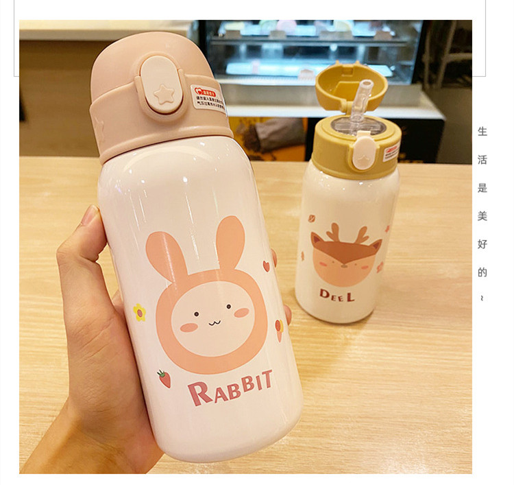 316 Stainless Steel Double-Layer Vacuum Children's Thermos Cup Blowout And Anti-Scald Cloth Cover Straw Student Cup