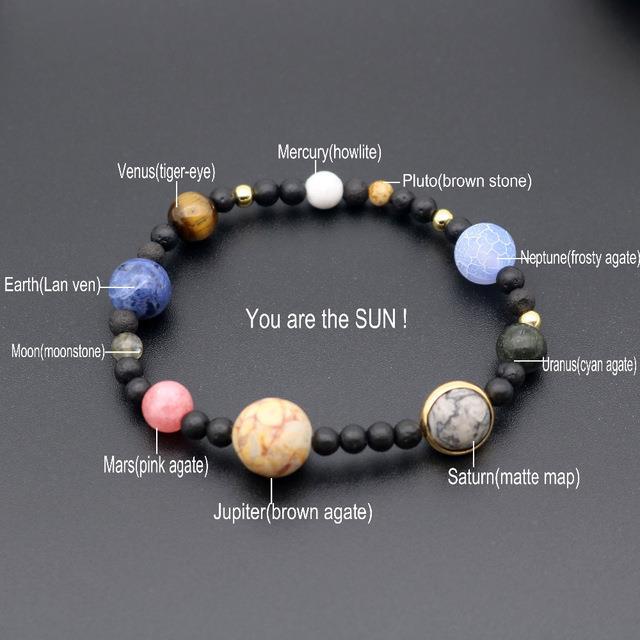 Galaxy Solar System Bracelet Universe Nine Planets Natural