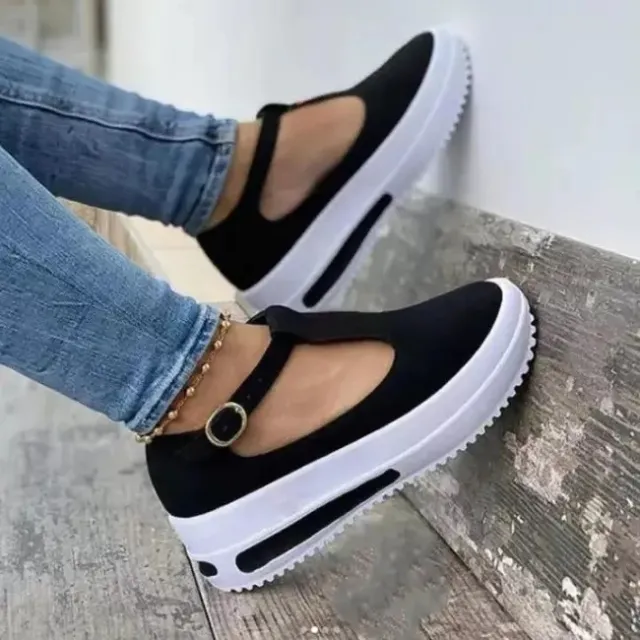 New Style Platform Height Increase Shoes Buckle Casual Shoes Sandals Black - Shop at LoveMi