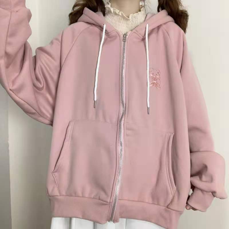 Title 2, Hooded Cardigan Embroidered Sweatshirt