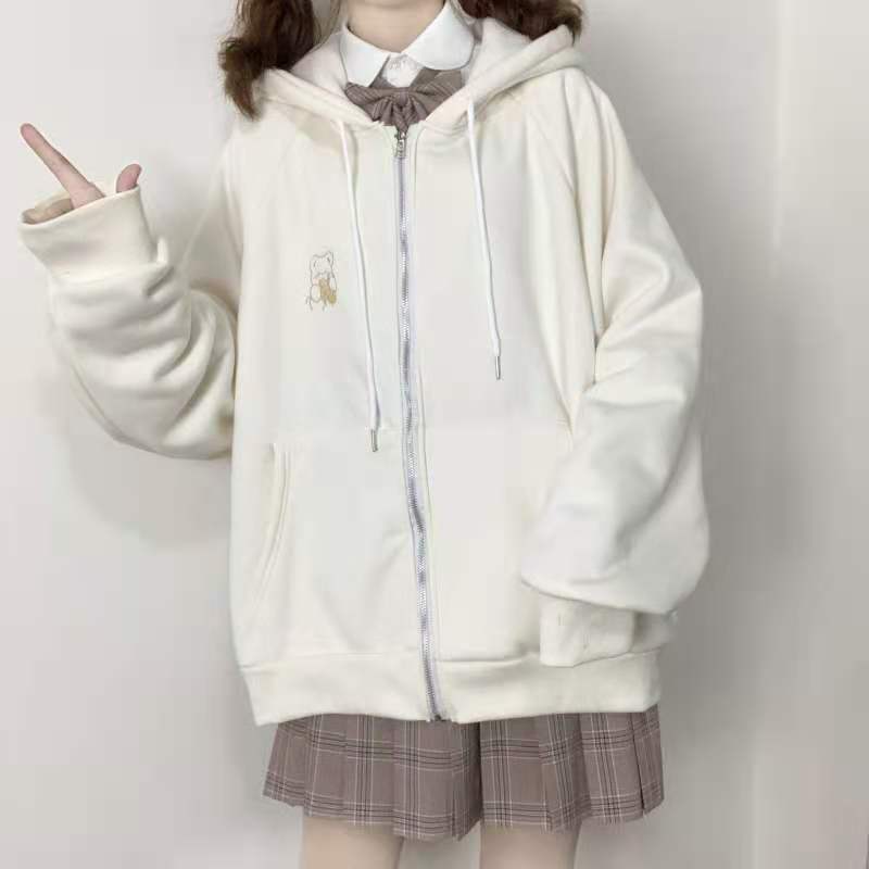 Title 3, Hooded Cardigan Embroidered Sweatshirt