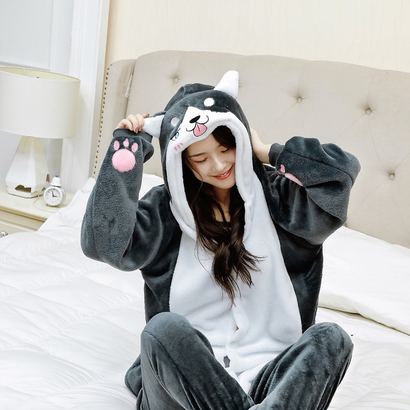 Cute Dog Snuggie Pajama | Gray Husky