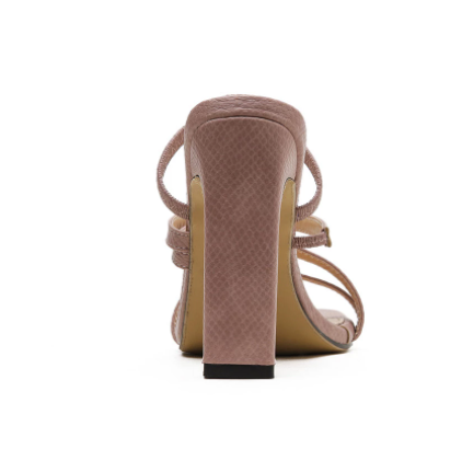 Ladies High Heel Sandals Square Toe Stiletto Slippers