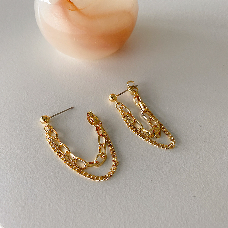 Simple And Versatile Retro Metal Chain Tassel Earrings