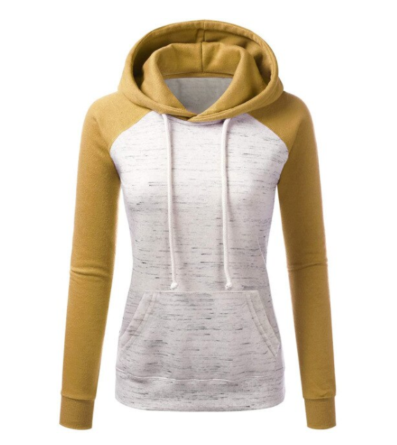 Casual Color Block Fleece Hooded Sweatshirt