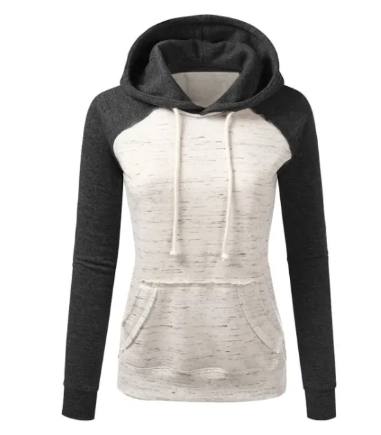 Casual Color Block Fleece Hooded Sweatshirt Black - Shop at LoveMi