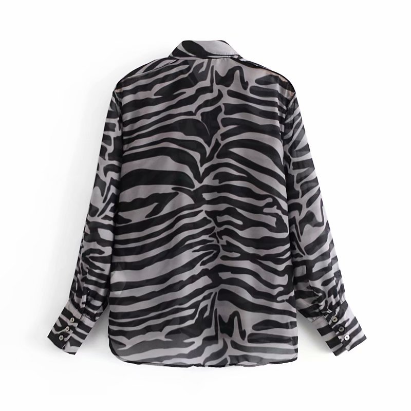 Vintage Imitation Silk Print Long Sleeve Elegant Shirt Women Fashion Button Pocket Casual Chic Top