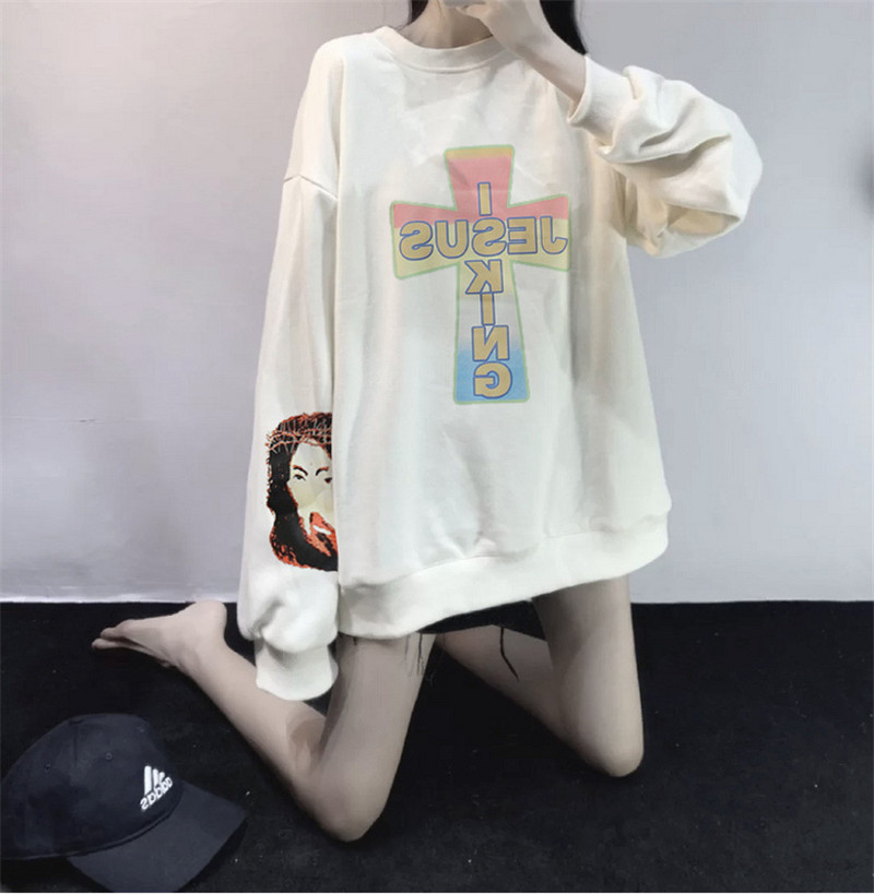 Rainbow Color Cross Foaming Three-dimensional Plus Velvet Uniform Sweater for Men and Women