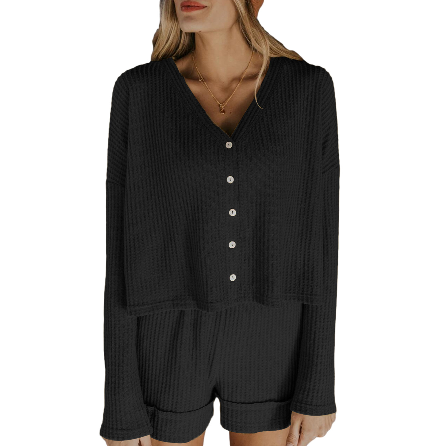 New Spring And Summer Waffle Suit Home Wear Sports Suit