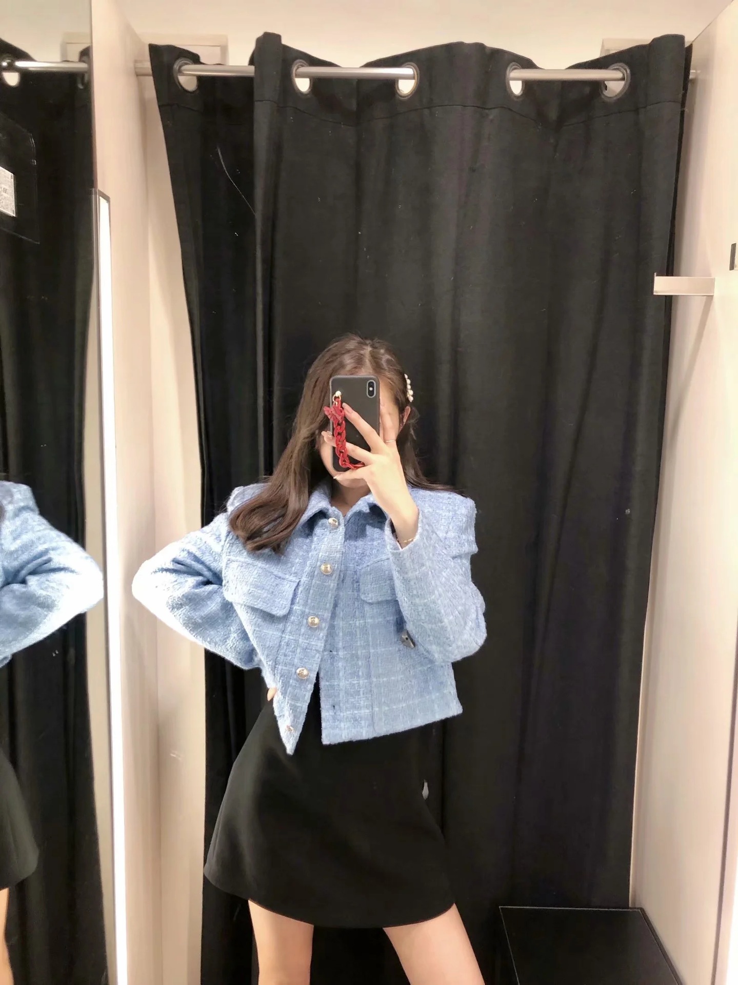 Women's Textured Short Blazer   Long Sleeve Top