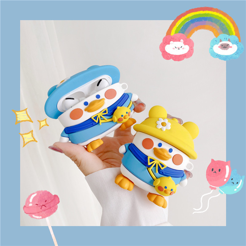 Compatible with Apple, Compatible with Apple , Cartoon Duck Airpods1 2 Generation Protective Cover Cute Apple Bluetooth Headset 3 Generation Pro Personality Female Box Applicable - Image 3