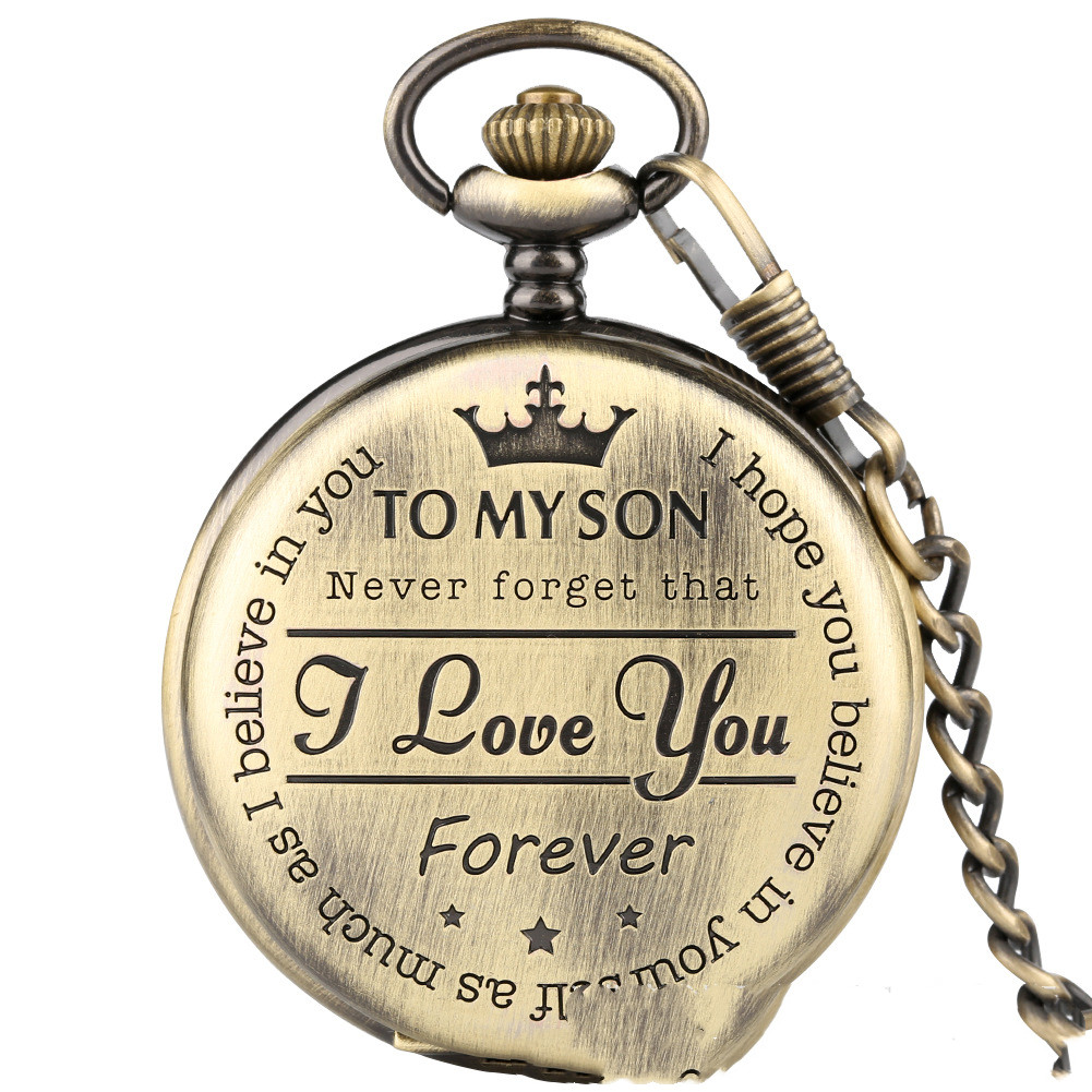 Engraved Vintage Commemorative Quartz Gift Pocket Watch 