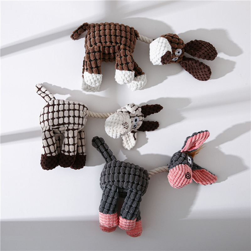 Производитель плюшевых игрушек для домашних животных, кукурузная плюшевая собака, коренной зуб, осел, вокализирующая игрушка