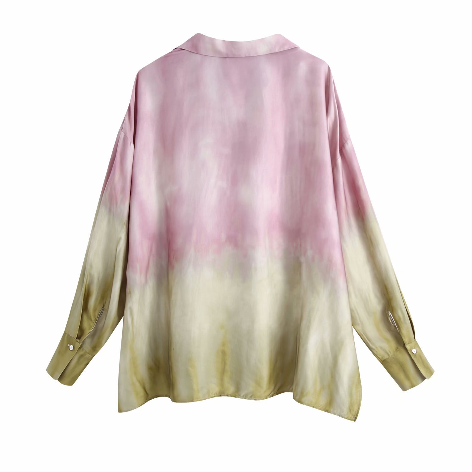 Lapel Single-Breasted Loose Multicolor Ttie-Dye Printed Shirt