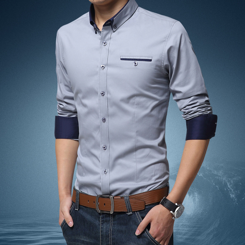 Business Long Sleeved Shirt Casual Slim Thin Men's Shirt