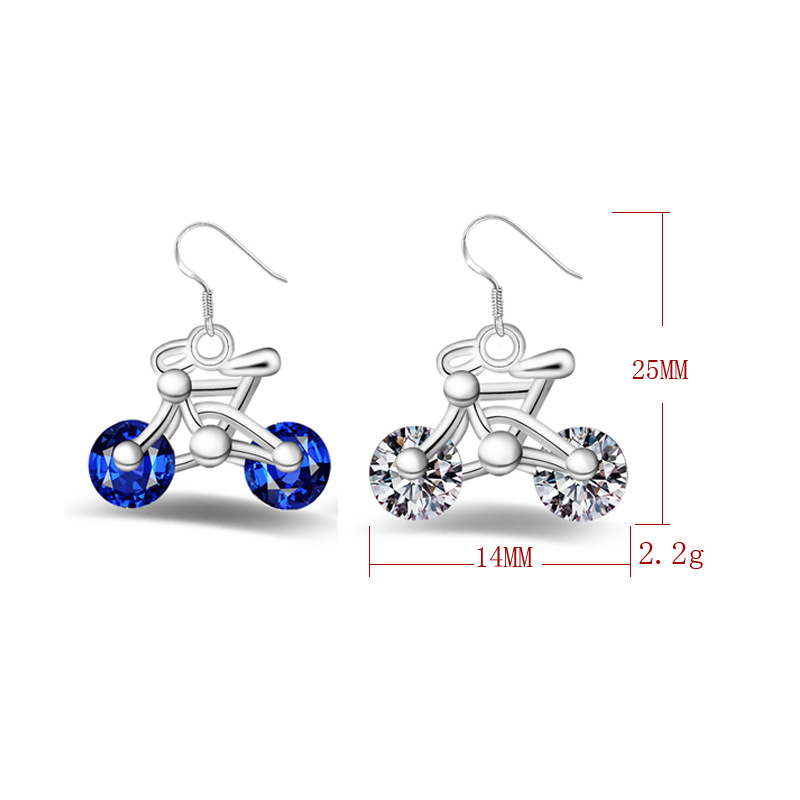Small Bike Bicycle Zircon Earrings