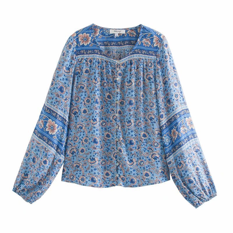 Bohemian Pattern Long Sleeve Blouse