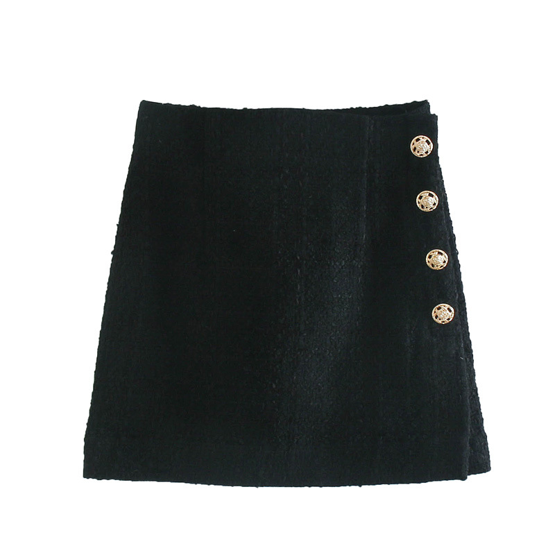 Small Incense Style High Waist A-Line Metal Buckle Short Skirt Female Temperament Small Skirt