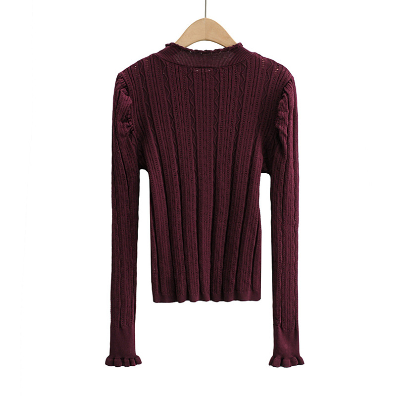 Jacquard Mesh Openwork Stretch Slim-Fit Sweater